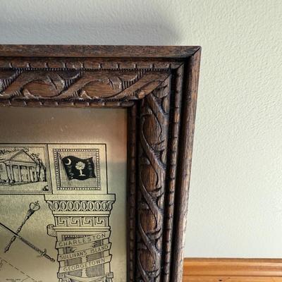 Framed South Carolina Map Following The Major Battles of The Revolution