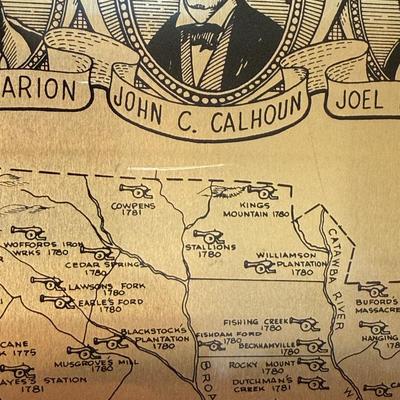 Framed South Carolina Map Following The Major Battles of The Revolution