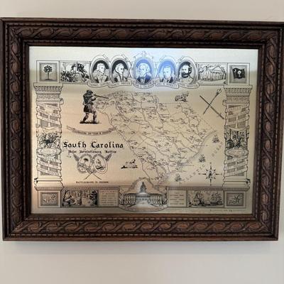 Framed South Carolina Map Following The Major Battles of The Revolution
