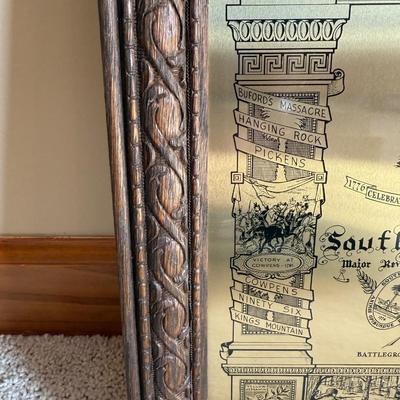 Framed South Carolina Map Following The Major Battles of The Revolution