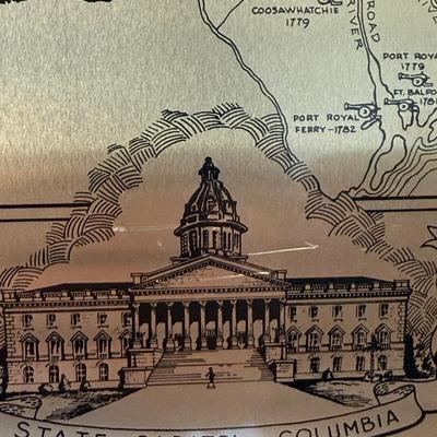 Framed South Carolina Map Following The Major Battles of The Revolution