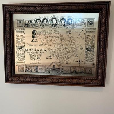Framed South Carolina Map Following The Major Battles of The Revolution