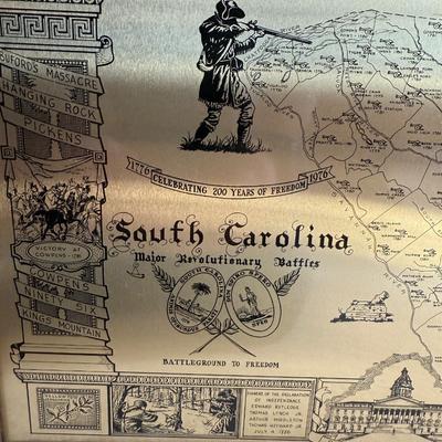 Framed South Carolina Map Following The Major Battles of The Revolution