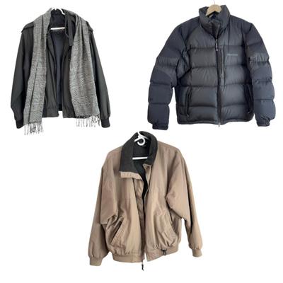 1224 Men's Members Only Jacket, Marmot Down Jacket, and White Sierra Jacket