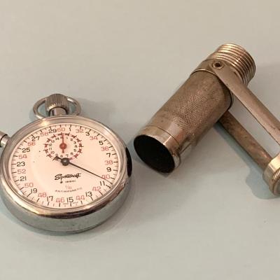 Working Vintage Sportcraft Stopwatch & Marbles Match Case