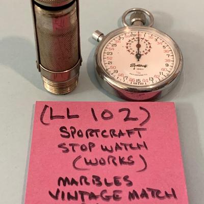 Working Vintage Sportcraft Stopwatch & Marbles Match Case