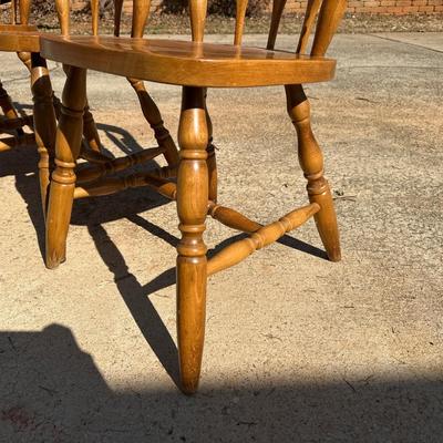 Lot of 4 Brown Wooden Chairs