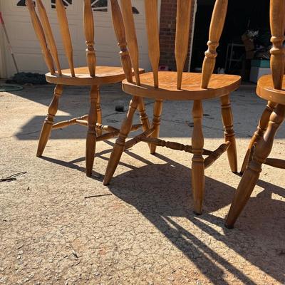 Lot of 4 Brown Wooden Chairs