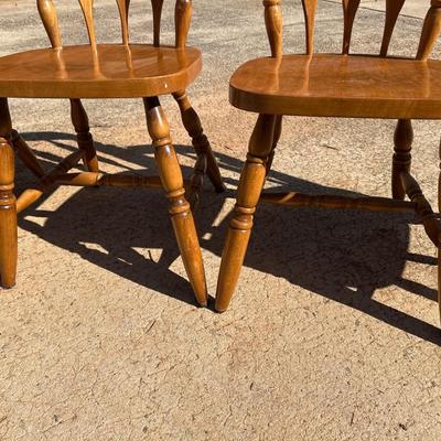 Lot of 4 Brown Wooden Chairs