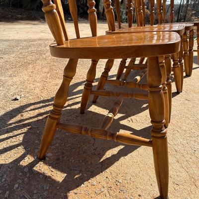 Lot of 4 Brown Wooden Chairs