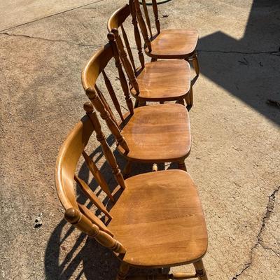 Lot of 4 Brown Wooden Chairs