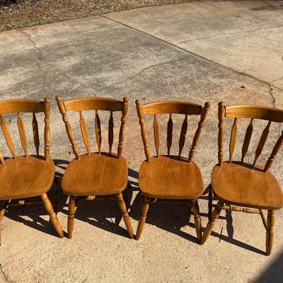 Lot of 4 Brown Wooden Chairs