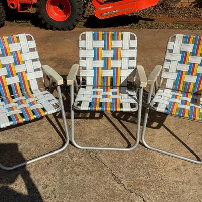 Lot of camping chairs including low chairs for the beach
