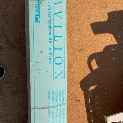 Pavilion in box. Set up in little as 10 minutes..