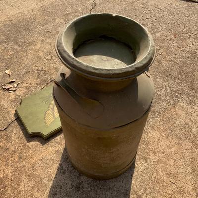 Antique milk can with painted American Eagle and matching wall decor