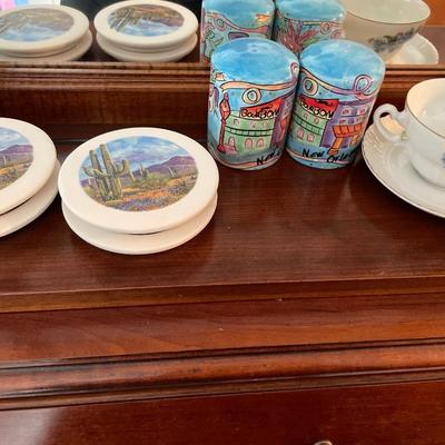 Coke glasses and bird S&P shakers