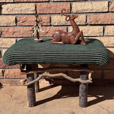 Rustic Wooden Ottoman and Woodland Knick-Knacks (LR-DZ)