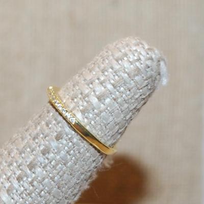 Size 5 Delicate Half Infinity Style Ring with Tiny Clear Stones on a Gold Tone Band (1.2g)