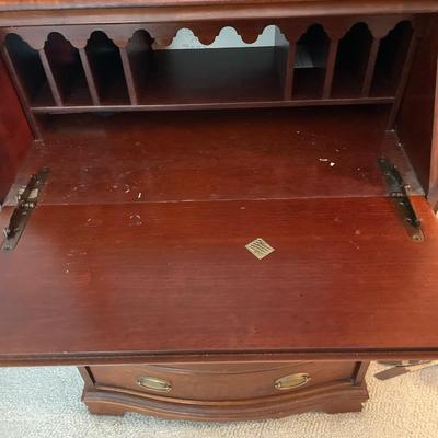 Small drop down desk with display