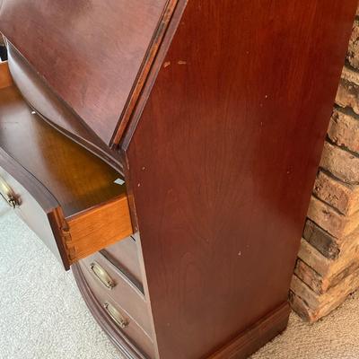 Small drop down desk with display