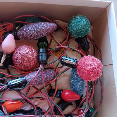 VINTAGE CHRISTMAS LIGHTS AND HALLMARK NATIVITY SCENE