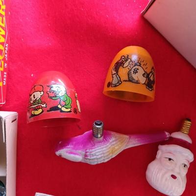 VINTAGE CHRISTMAS LIGHTS AND HALLMARK NATIVITY SCENE