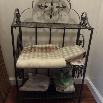 Metal Scroll Design Shelving Unit- Folding Shelves- Approx 19 1/2" Wide, 10" Deep, 35" Tall