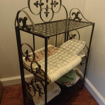 Metal Scroll Design Shelving Unit- Folding Shelves- Approx 19 1/2" Wide, 10" Deep, 35" Tall