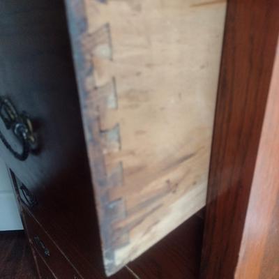Vintage Tall Five Drawer Dresser- 33" x 17 3/4" x 49" (Top of Backsplash)