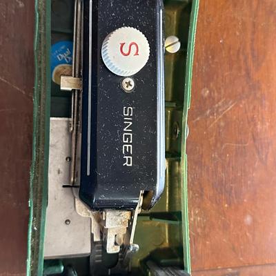 Antique Singer Sewing Cabinet with Sewing Machine, Button Holder and Thread!