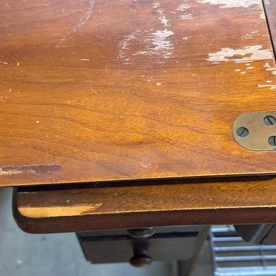 Antique Singer Sewing Cabinet with Sewing Machine, Button Holder and Thread!