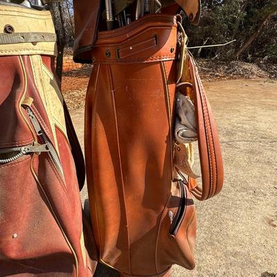 Large Lot of Two Vintage Golf Bags, Clubs and One Pair of Shoes