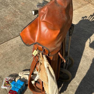 Large Lot of Two Vintage Golf Bags, Clubs and One Pair of Shoes