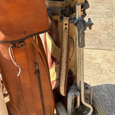 Large Lot of Two Vintage Golf Bags, Clubs and One Pair of Shoes