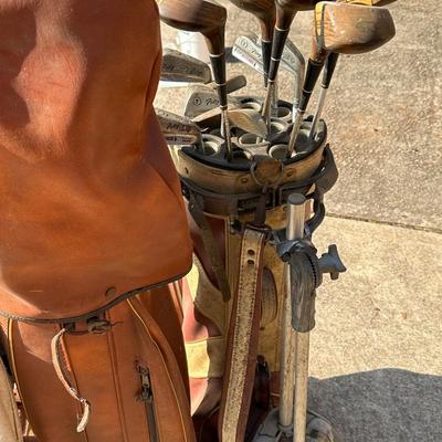 Large Lot of Two Vintage Golf Bags, Clubs and One Pair of Shoes