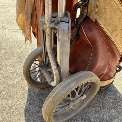 Large Lot of Two Vintage Golf Bags, Clubs and One Pair of Shoes