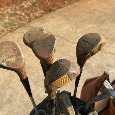 Large Lot of Two Vintage Golf Bags, Clubs and One Pair of Shoes