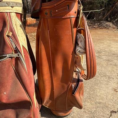 Large Lot of Two Vintage Golf Bags, Clubs and One Pair of Shoes