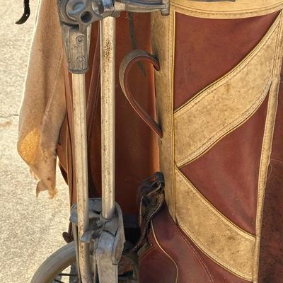 Large Lot of Two Vintage Golf Bags, Clubs and One Pair of Shoes
