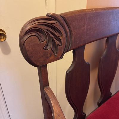 Wooden Victorian Style Bench w/ Velvet Seat (LR-DZ)