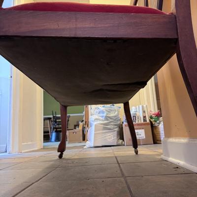 Wooden Victorian Style Bench w/ Velvet Seat (LR-DZ)