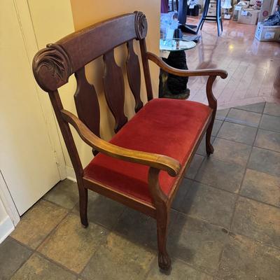 Wooden Victorian Style Bench w/ Velvet Seat (LR-DZ)