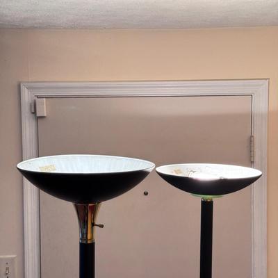 Two Art Deco Style Torchiere Floor Lamps (LR-DZ)