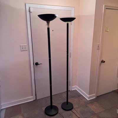 Two Art Deco Style Torchiere Floor Lamps (LR-DZ)