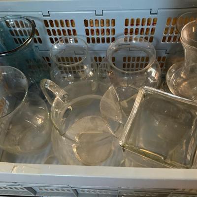 Large Lot of Misc Glass Vases of various sizes, shapes and colors