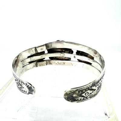 1232 Vintage Navajo Green Turquoise Sterling Cuff Bracelet