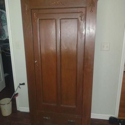 Vintage Wooden Armoire Cabinet- Approx 34 1/2" Wide, 14 3/4" Deep, 73" Tall