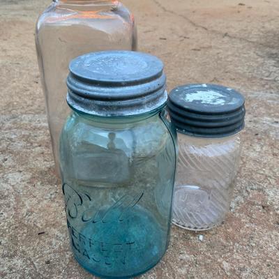 Lot of Vintage Ball Jars and Decanters including a South Carolina Jim Beam decanter from 1970