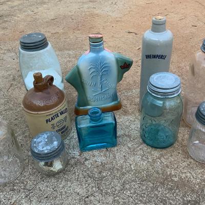 Lot of Vintage Ball Jars and Decanters including a South Carolina Jim Beam decanter from 1970