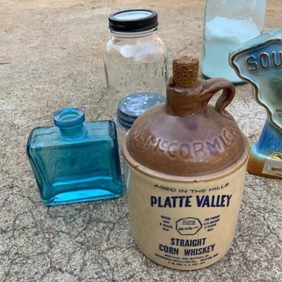 Lot of Vintage Ball Jars and Decanters including a South Carolina Jim Beam decanter from 1970
